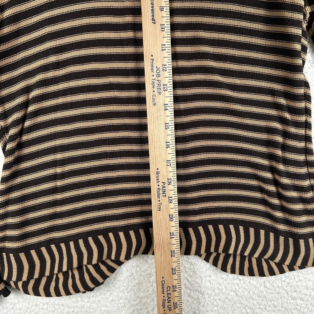 Vtg Carlisle Cardigan Sweater Womens Large Stripe Ruffle Rhinestone Button Y2K - Picture 8 of 11